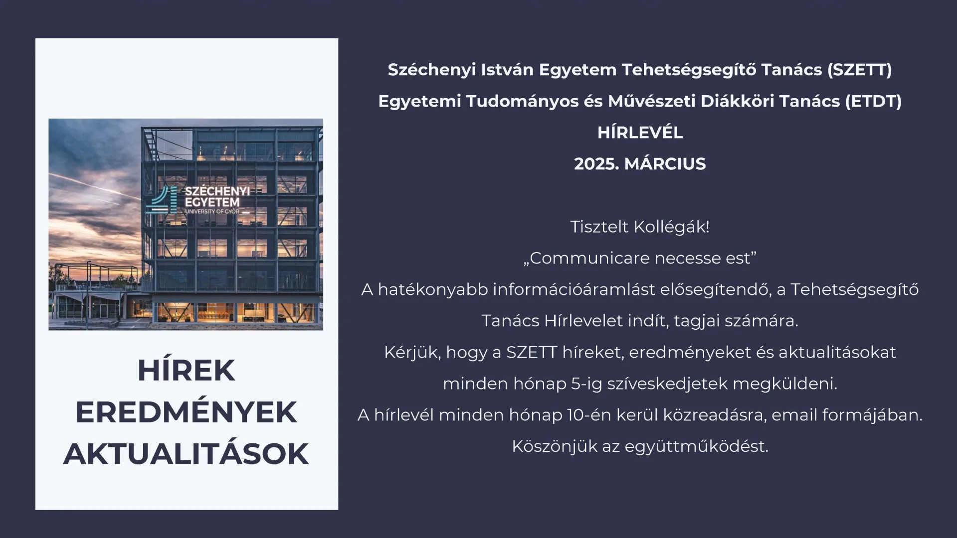 SZETT hírlevél 2025 március
